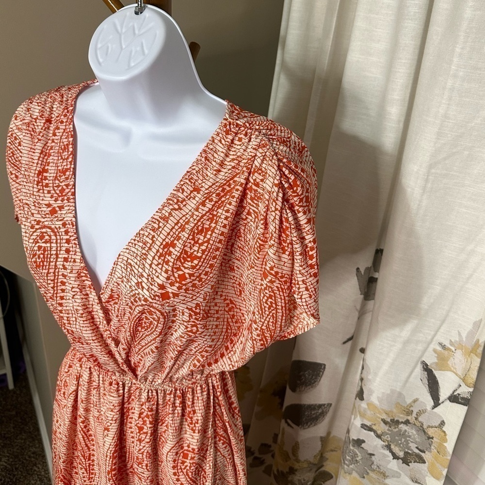 Needle & Thread Orange Paisley Tulip Hemmed Dress Size Small - Picture 3 of 4
